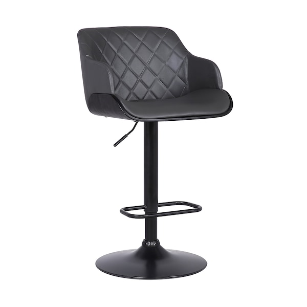 Armen Living Toby Gray Faux Leather Adjustable Height Swivel Black Wood and Metal Bar Stool LCTOSWBABLGR - main